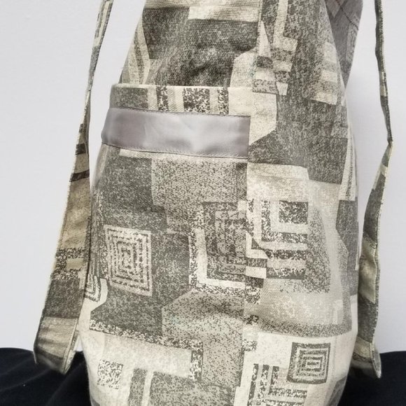 Handmade Grey Tote Bag with Ribbon Trim - Picture 3 of 5